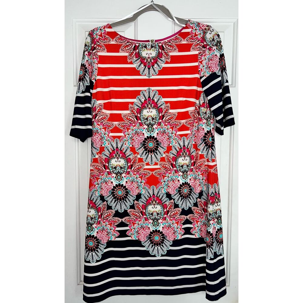 ELIZA J Kaleidoscope Striped Shift Dress, Multi-color - size 10 - OE
